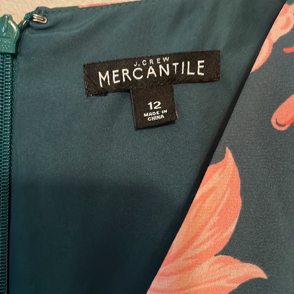 J. Crew Floral Dress Green Pink Size 12 🌷 - Picture 5 of 7